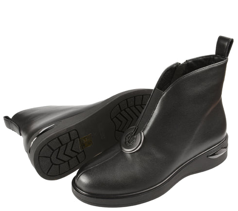 Ghete elegante, dama, KARISMA, JY70002B negru, piele naturala